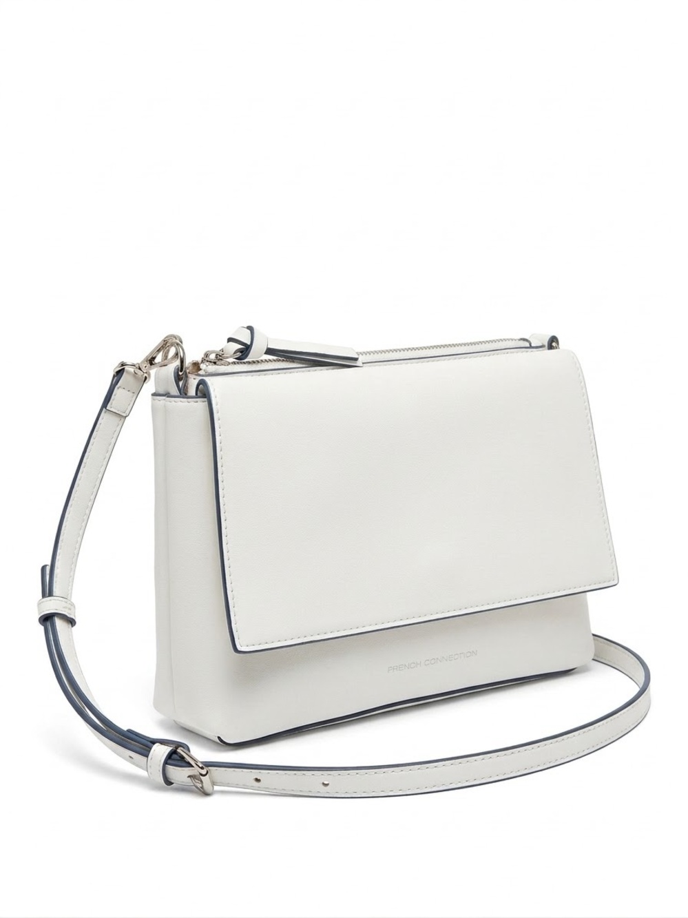 French Connection Crossbody Bag with Contrast Trim Multi Compartments White